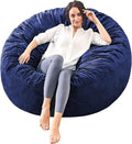 Bean Bag Chairs for Adults - Memory Foam Furniture BeanBag Chair - Kids/Teens Sofa with Soft Micro Fiber Cover - Round Fluffy Couch for Living Room Bedroom College Dorm - 4 ft, Navy-Ruum Studio Home