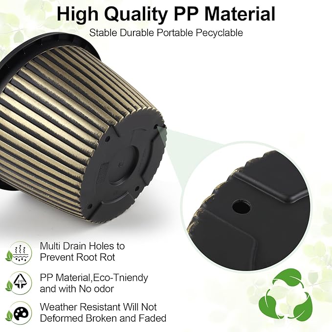 Large-Planter-Indoor-Outdoor Plant Pots, 14 inch 4 Pack Plastic Flower Pots with Saucer And Drainage Holes, Modern Garden Planters For Planting Medium Large Plants， Decorative Resin Garden Pots-Ruum Studio Home