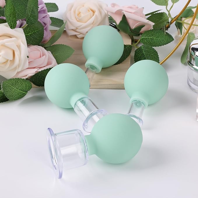 Meifuly Facial Cupping Set, 4 PCS Silicone Vacuum Suction Face Massage Cups, Skin Tightening Kit for Eyes, Face and Body (Green)-Ruum Studio Home
