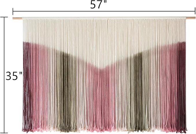 IOWER Large Macrame Wall Hanging Boho Wall Decor Large Scale Tie-Dye Yarn Living Home Room Boho Wall Decor for Bedroom Home Wall Art 57" W x 35" L-Ruum Studio Home