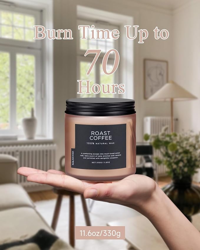M&SENSE Coffee Candles Scented Strong, 2 Wick 11.6oz 70 Hours Burning Time Organic Natural Soy Wax Candle for Bedroom Kitchen Home Decor, Housewarming Gift for Men and Women-Ruum Studio Home