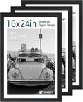 16x24 Poster Frame 3 Pack - Black, Textured Solid Wood Picture Frame, Wall Gallery Photo Frame-Ruum Studio Home