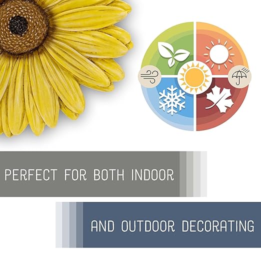 NAT & Jules Gerbera Daisy Flower Shaped Dimensional Indoor Outdoor 12 inch Cast Resin Decorative Garden Stepping Stone, Patio, Walkway Sculpture Yard Art, Yellow-Ruum Studio Home