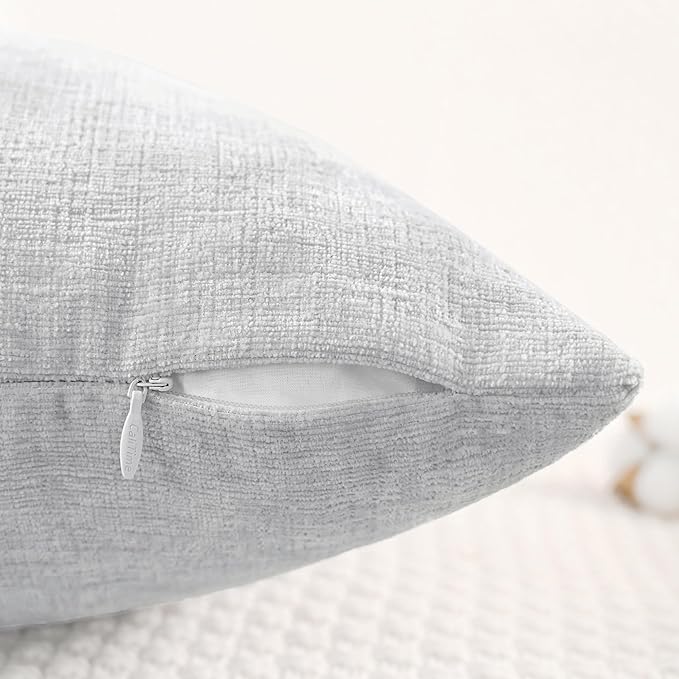 CaliTime Throw Pillow Covers Decorative 26 X 26 Inches Pack of 2 Cozy Chenille Cushion Cases for Couch Sofa Bed Living Room Home Moonbeam Gray-Ruum Studio Home