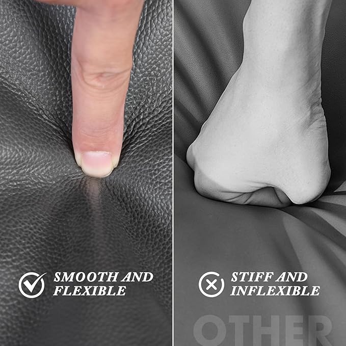 Leather Ottoman,Handmade Stuffed Square Ottoman,Genuine Leather Pouf, Foot Rest Pouf,Comfortable Soft Seating for Living Room & Bedroom (Grey, Square)-Ruum Studio Home