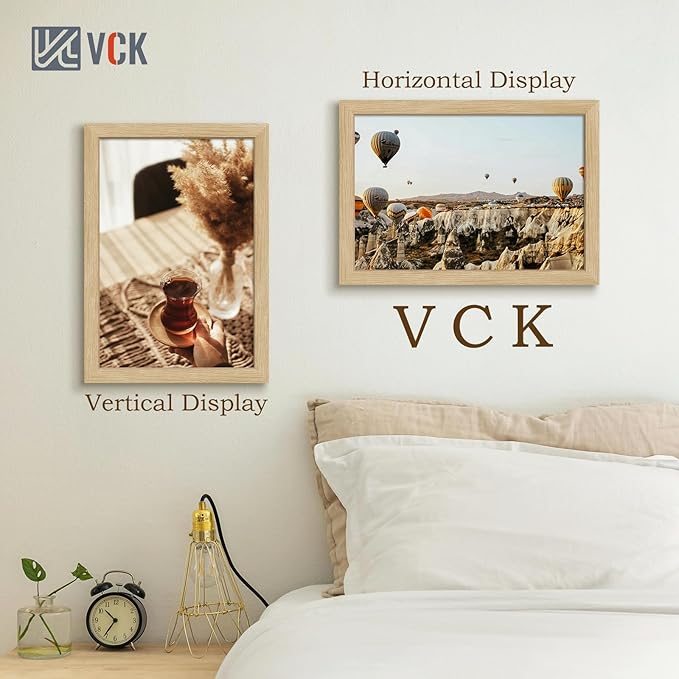 VCK 13x19 Oak Wood Frame for Poster & Picture, Natural Solid Wood Photo Frames 3 Pack, Wall Gallery Frame-Ruum Studio Home
