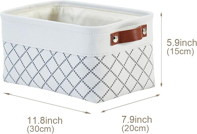 DECOMOMO Small Storage Basket, Closet Storage Bins, Baskets for Organizing Shelves (White Check, Small - 6 Pack)-Ruum Studio Home