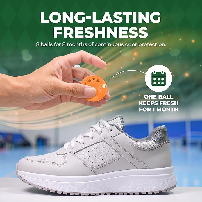 Shoe Deodorizer Balls 8-Pack – Long-Lasting Sneaker & Gym-Bag Odor Eliminator, Twist-to-Activate Billiard-Ball Freshener, Assorted Scents (Lemon, Ocean, Lavender & More) – 8-Month Supply-Ruum Studio Home