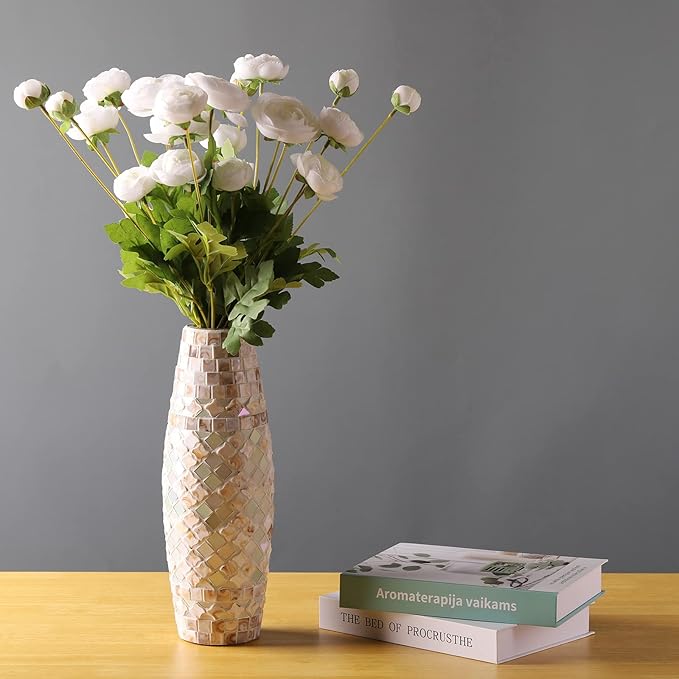 Silk Ranunculus Flowers 23.6 Inch Tall-5 Stems Artificial Buttercup Flowers for Wedding Bouquets, Centerpieces,Home Decor,Floral Arrangements (White,UV Resistant)-Ruum Studio Home