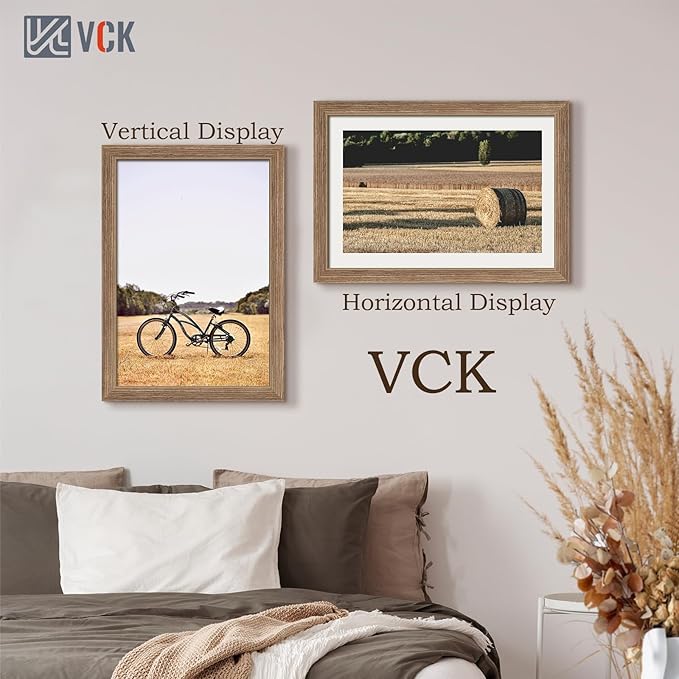 VCK 13x19 Picture Frame 3 Pack - Brown Walnut, Natural Textured Solid Wood Frame, Wall Gallery Frame-Ruum Studio Home