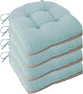 Non Slip Chair Cushions for Dining Chairs Set of 4 Kitchen Chair Cushions 18"x18"x3" Turfted Chair Pads Comfortable and Soft Seat Cushion with Ties, Aqua Blue-Ruum Studio Home