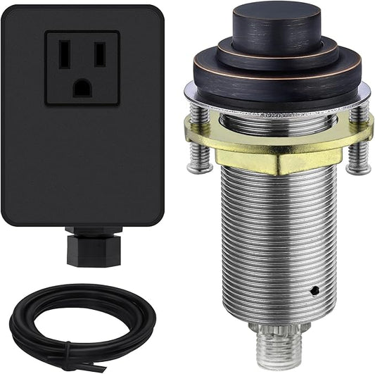 SinkTop Air Switch Kit (Long Full Brass Button) for Garbage Disposal, Cordless Oil Rubbed Bronze-Ruum Studio Home