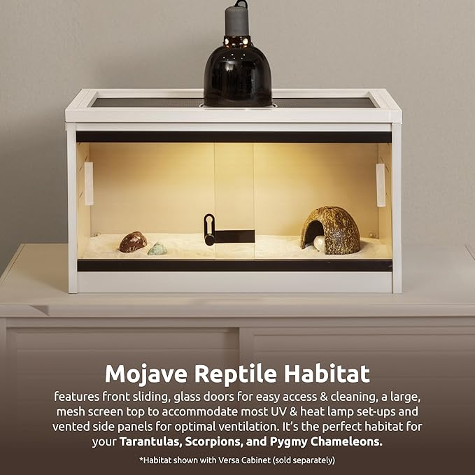 New Age Pet ECOFLEX 24-Inch Mojave Reptile Lounge in Maple - Durable Wood Plastic Composite Habitat with Ventilated Side Panels, Removable Sliding Glass Doors, and Mesh Screen Top-Ruum Studio Home