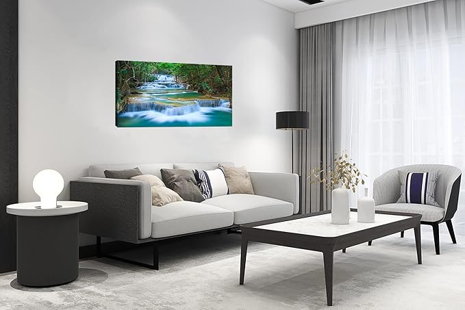 DZL Art S75275 Canvas Prints Wall Art Forest Waterfall Landscape Forest Scenery Painting Nature Wilderness Photography for Living Room Bedroom Bathroom Home Office Decor-Ruum Studio Home