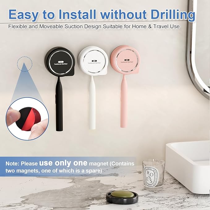 UV Toothbrush Sanitizer Holder, Toothbrush Sanitizer and Holder Cover Caps with Fan Drying, Rechargeable Portable Toothbrush Cleaner Case Fits Most Electric and Manual Toothbrushes (Black)-Ruum Studio Home