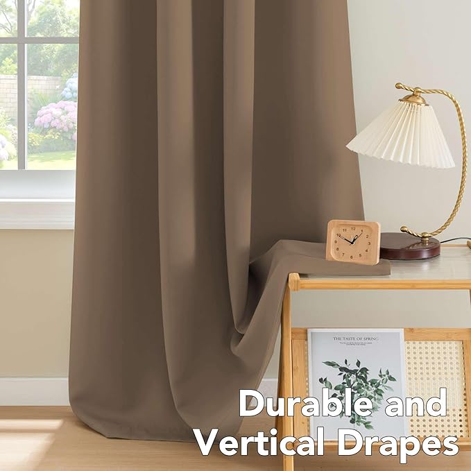 H.VERSAILTEX Ultra Soft Microfiber Thermal Insulated Antique Copper Grommet Blackout Curtains/Window Treatment Draperies 52 by 72 - Inch for Living Room/Bedroom, Set of 2 - Macchiato-Ruum Studio Home
