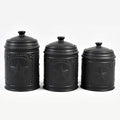 Set of 3 Black Unique Black Star Sealed Storage Canisters, 11"-Ruum Studio Home