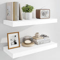 Marsmiles 24" Floating Shelves for Wall, Wooden Shelves with Invisible Brackets Set of 2, Rustic Farmhouse Wall Mounted Shelf for Kitchen Bathroom Living Room Study, White-Ruum Studio Home