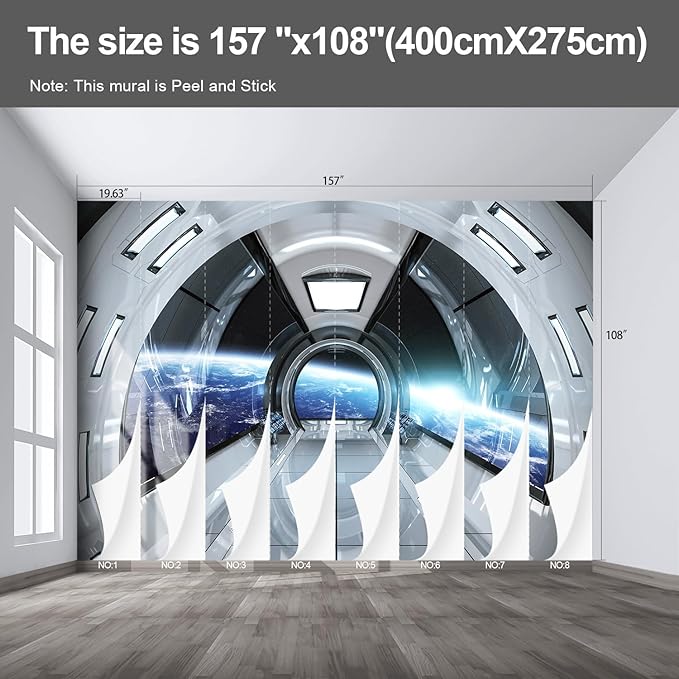 Spaceship Wall murals Peel and Stick Wallpaper for Bedroom Living Room - 108"x157"-Ruum Studio Home