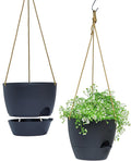 8 inch Hanging Planters, 2 Pack Self Watering Hanging Pots with 20oZ Deep Reservoir for Indoor Outdoor Plants Flowers, Black-Ruum Studio Home