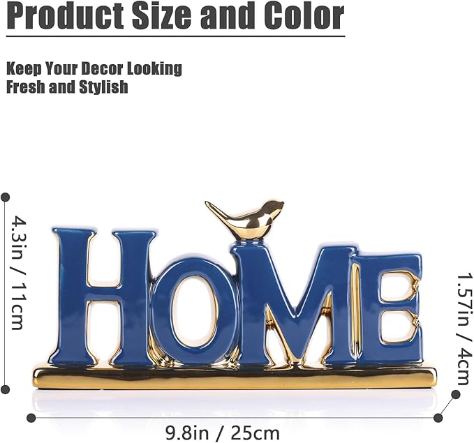 Love Sign Decoration,Blue and Gold Love Signs for Home Decor Statue,Gold Bird Sculpture Personalized Love Decor,Gold Style Figurine Decorative Ornaments for Living Room,Bedroom,Desktop,Cabinets-Ruum Studio Home