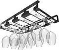 Wine Glass Rack - Under Cabinet Stemware Wine Glass Holder Glasses Storage Hanger Metal Hanging Organizer for Bar Kitchen 4 Rows Black-Ruum Studio Home