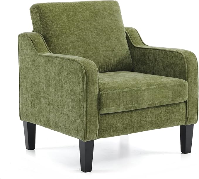 VINGLI Accent Chair for Living Room Chairs Olive Green Reading Chair for Bedroom Scooped Arm Chair Mid Century Modern Accent Chairs Upholstered Comfy Chair for Apartment, Waiting Room-Ruum Studio Home