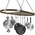 Sorbus® Pot and Pan Rack for Ceiling with Hooks — Decorative Oval Mounted Storage Rack — Multi-Purpose Organizer for Home, Restaurant, Kitchen Cookware, Utensils, Books, Household (Rustic)-Ruum Studio Home