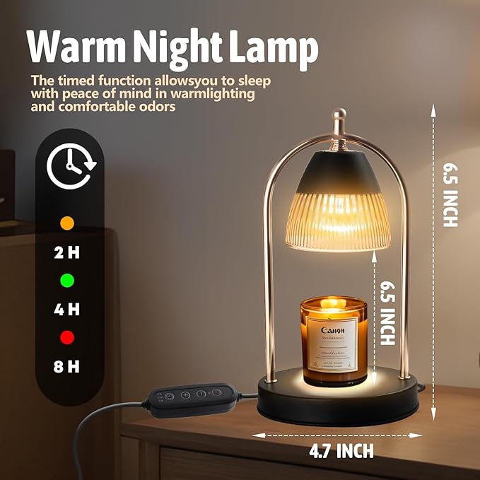 GEEZO Fragrance Candle Warmer Lamp，Electric Candle Warmer with Timer & Dimmer，Mom Christmas Birthday Gifts for Women, House Warming Gifts New Home Bedroom Decor-Ruum Studio Home