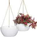 13 Inch 2 Pack Large Hanging Planters for Indoor Outdoor Plants, Plastic Hanging Basket Pots for House Plants Flowers, White-Ruum Studio Home