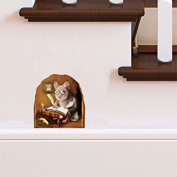Mouse Reading Book, Wall Decor Sticker Decal, Kids Room, Classroom, Home, Bedroom, Bookcase, Book Lover, of Mice and Men, Children, Adorable, (Novelist Mouse)-Ruum Studio Home
