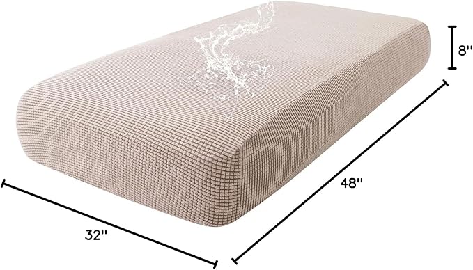 hyha Waterproof Couch Cushion Covers for Pets, Non Slip Sofa Seat Cover for Dogs Washable, Soft Thick Stretch Jacquard Fabric, Sofa Slipcovers with Elastic Bottom (1 Piece for Medium, Taupe)-Ruum Studio Home