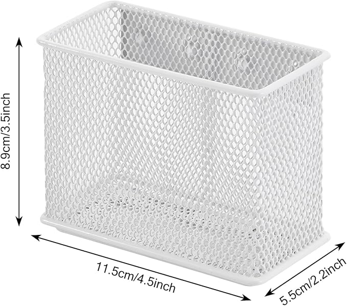 4.5'' × 2.2'' × 3.5'' Magnetic Basket for Whiteboard White Magnetic Basket for Fridge Magnetic Organizer Holder with 4 Strong Magnets Magnetic Holder for Refrigerator Locker-Ruum Studio Home