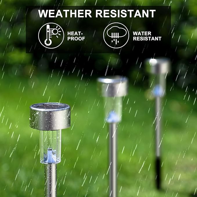 Solar Lights Outdoor Waterproof, Stainless Steel LED Landscape Lighting, Solar Garden Lights Solar Powered, Outdoor Solar Lights for Yard, Pathway, Walkway, Patio, Lawn - 16 Pack (Warm White)-Ruum Studio Home