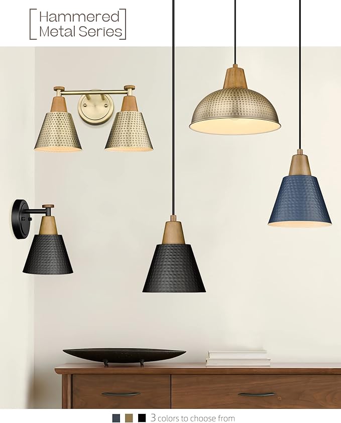 FEMILA Bathroom Light Fixtures, 2-Light Bathroom Vanity Lights Over Mirror, Antique Brass Wall Sconces, Hammered Metal Shade, 4FG59B-2W BG-Ruum Studio Home