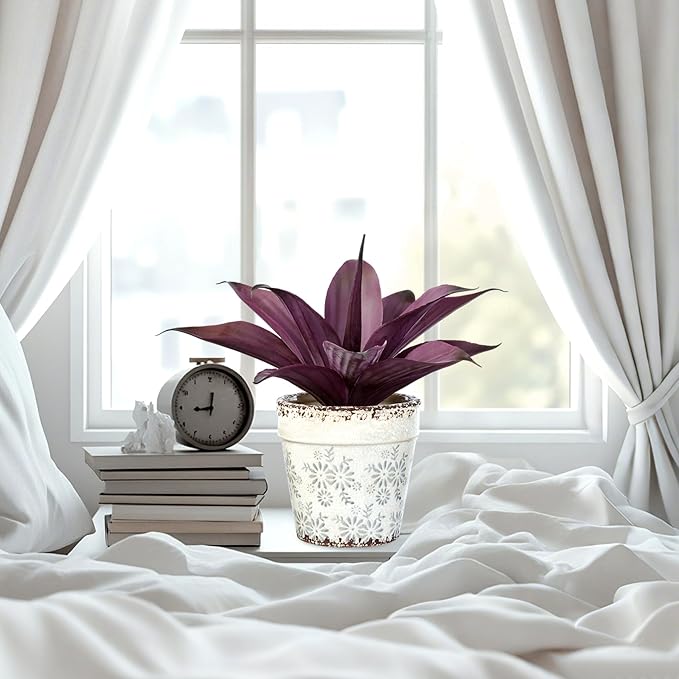 Fake Plants Artificial Agave Plants Indoor，UV Resistant Fake Agave Planters Outdoor Decorating Artificial Plants for Outdoors Decor Agave (2Pack,12.6'Purple) Spring Decorations for Home-Ruum Studio Home