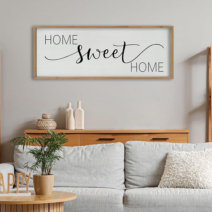 SRSZHIYUE Home Sweet Home Sign 40"x15" for Farmhouse Rustic Large Family Living Room Over Couch Modern Horizontal Wall Decor, Wood Framed Plaques Art Decorative (Wood)-Ruum Studio Home