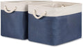 Bidtakay Fabric Storage Baskets with Handles for Organizing 16" x 11.8" x 11.8" Navy Blue Baskets [2-Pack] Shelf Baskets Large Canvas Collapsible Bins for Closet (White&Blue)-Ruum Studio Home