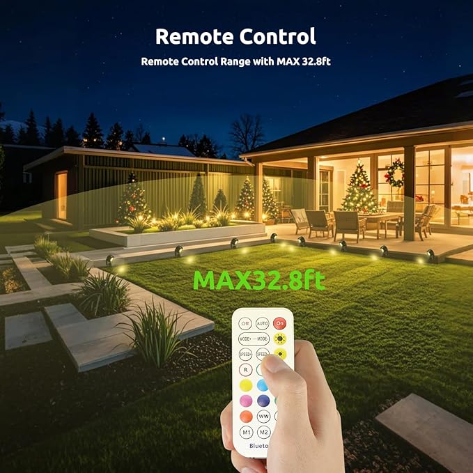 Smart RGBW Spot Lights Outdoor, 8 Pack Low Voltage Landscape Lighting with APP & Remote Control, Waterproof and Timing, Color Changing Outdoor spot Lights for Yard Halloween Christmas Decorations-Ruum Studio Home