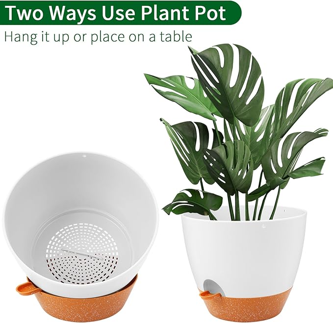 GARDIFE Large Hanging Planter, 12 inch Hanging planters for Indoor. Outdoor Plants, Self Watering Plant Pot, Plant Hanger, White-Ruum Studio Home