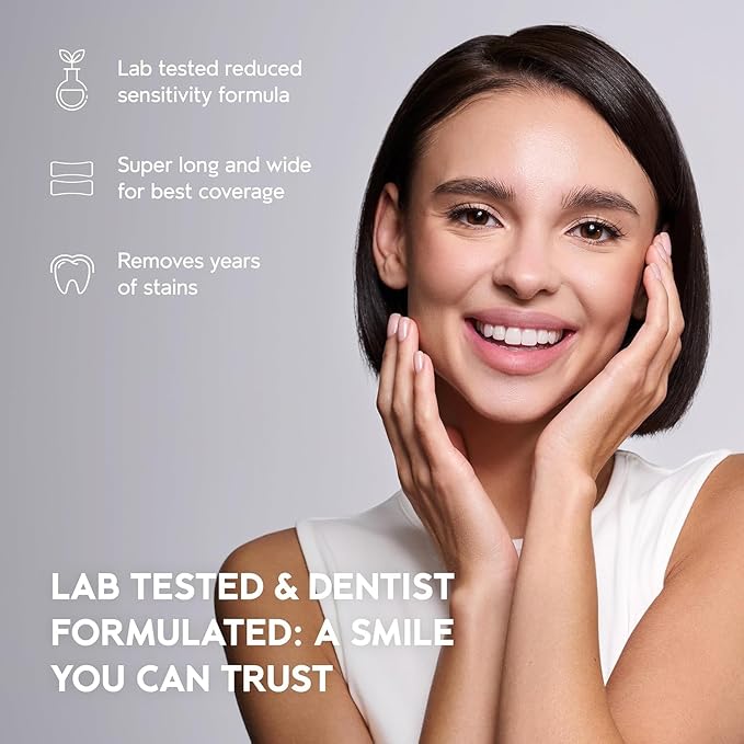 Natural Teeth Whitening Strips Kit 21 Treatments - Sensitive Teeth Whitener, Peroxide Free, Enamel Safe White Strips - Instant Teeth Whitening Without The Harm (42 Strips)-Ruum Studio Home