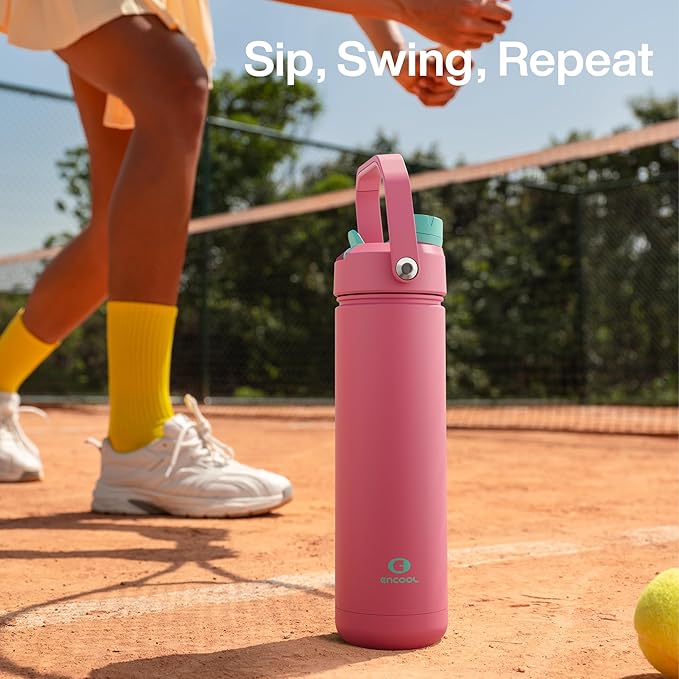 Insulated Water Bottle with Straw Stainless Steel Water Bottle, Leak-Proof, BPA-Free, Double Wall Vacuum Keeps Cold for 24 Hours for Sports, Travel, School (26 oz, Tulip)-Ruum Studio Home