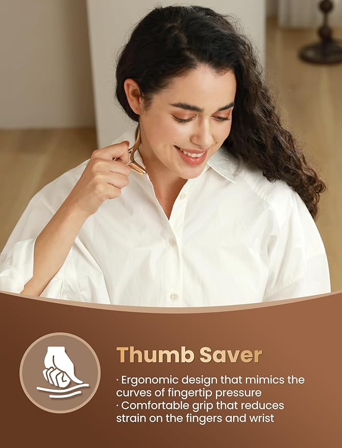 lifechill Trigger Point Massage Tool for Gua Sha, Lymphatic Drainage Massager, Deep Tissue Thumb Saver Acupressure Tool for Full Body Pain Relief, Gold-Ruum Studio Home