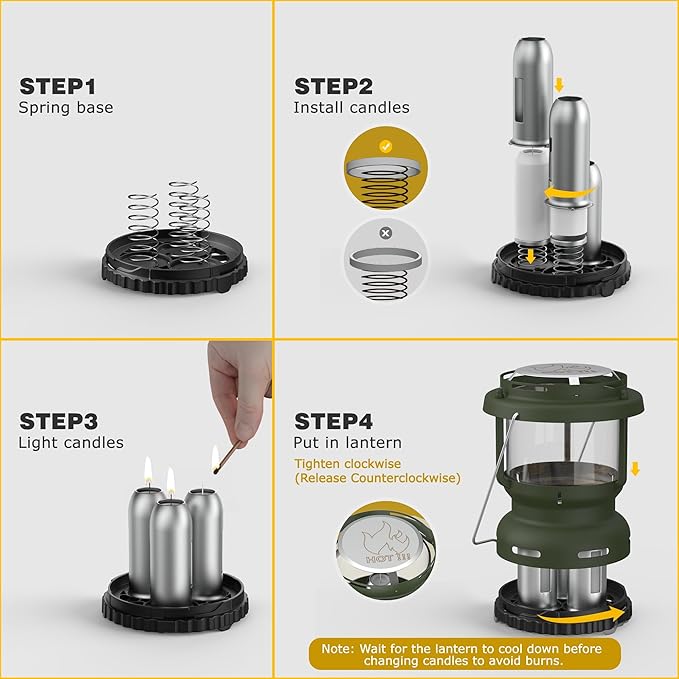 3-Wick Emergency Candle Lantern for Power Outages [18H+ Burning Time] Vintage Decorative Candle Lantern for Real Candles, Outdoor Portable Camping Survival Lighting [7.1"*5.7" - Forest Green]-Ruum Studio Home