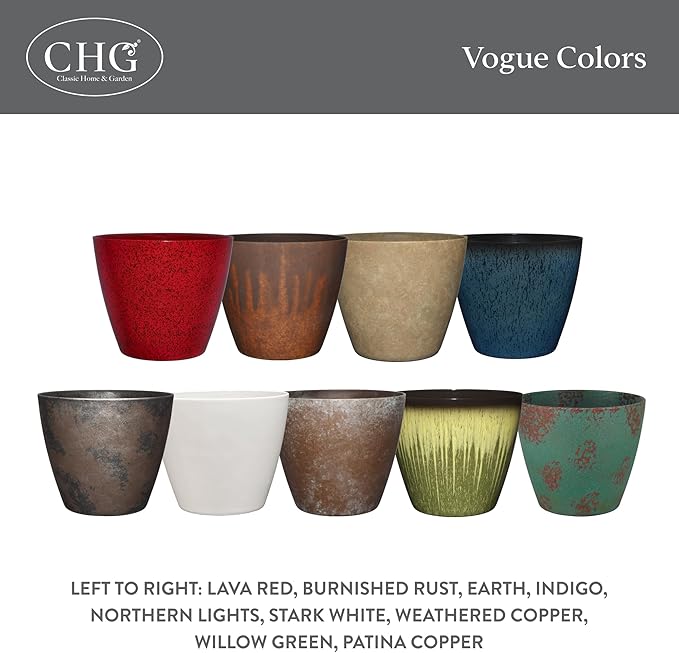 Classic Home and Garden Vogue Planter Pots w/Pottery Quality Finish - Modern Indoor & Outdoor Flower Pots - UV-Resistant Porch Planters - Decorative Pot for Flowers & Herbs (8” Willow Green)-Ruum Studio Home