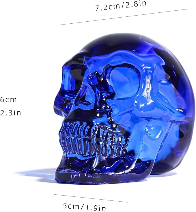 Model Statue for Halloween Decor Indoor Blue Crystal Skull Decorative Figurine Gifts for Women Husbands Halloween Head Figurine Decoration Gift (Blue Skull)-Ruum Studio Home