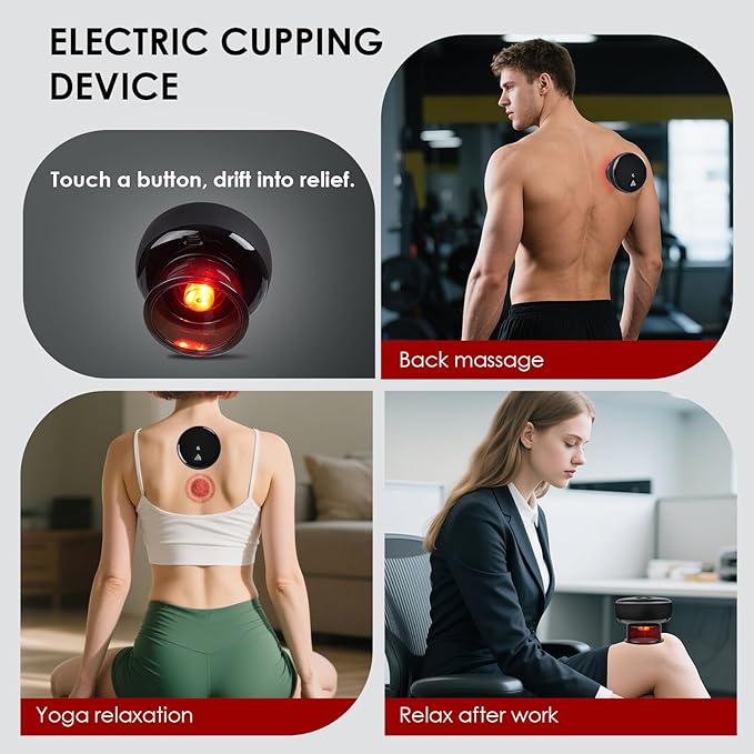 Remote Control Electric Cupping Massager, Smart Cupping Kit for Massage Therapy with 16 Level Temperature & Suction, Portable Cupping Therapy Set for Targeted Pain Relief, Black-Ruum Studio Home