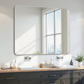 Bathroom Mirror 48" x 36", Large Rectangle Wall Mirror, Silver Metal Frame Wall Mounted Mirrors for Bathroom, Vanity, Bedroom, Entryway Decor(Horizontal/Vertical)-Ruum Studio Home