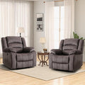 EBELLO Classic Power Recliner Chair, Oversized Electric Reclining Chair with Overstuffed Cushion and Back, Soft Fabric Adults Single Recliner Sofa for Living Room, Set of 2 Brown-Ruum Studio Home