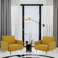 Oversized Accent Chair Set of 2 for Living Room Chairs Reading Arm Chair Comfy Modern Single Sofa Side Chairs with Metal Legs & Soft Cushion for Bedroom, Balcony,Waiting Room (Velvet, Amber Yellow)-Ruum Studio Home